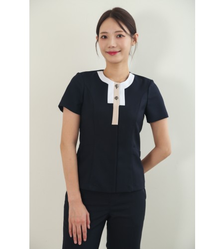 네이비 플라워넥