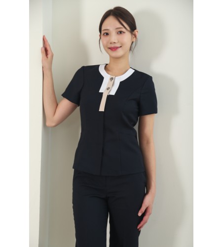 네이비 플라워넥